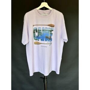 90s Nature Canoe Country T Shirt XL Art Paint Pine River